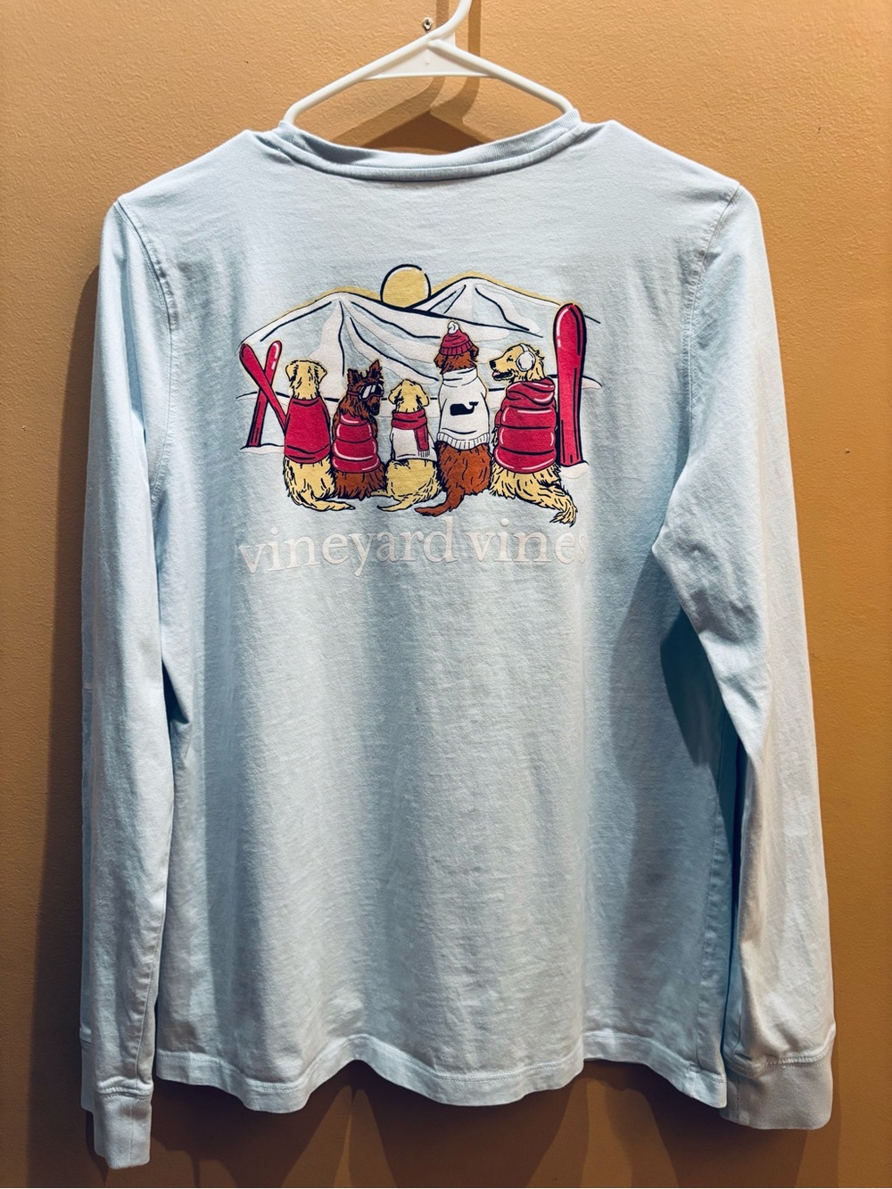 Vineyard Vines sunset ski puppies long sleeve pocket cotton t-shirt size medium - Picture 6 of 9